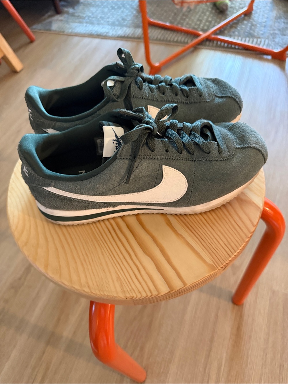 Nike Teal Suede Athletic Sneakers with White Swoosh